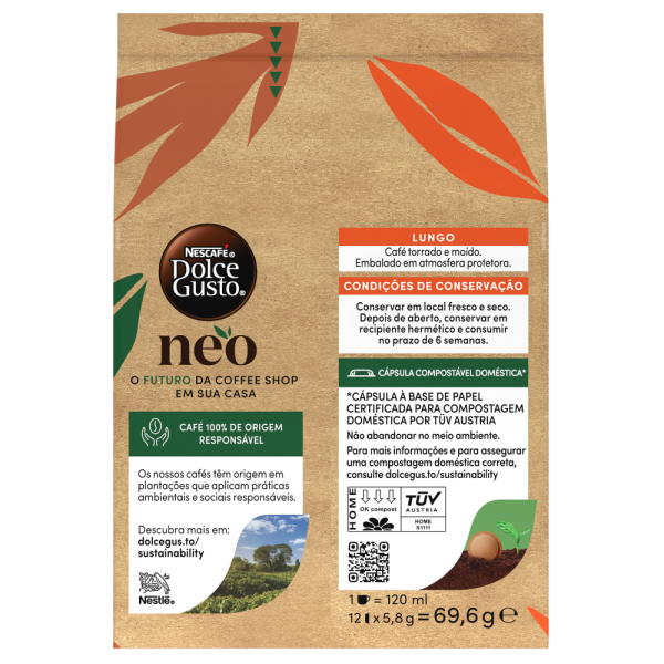 Verso de embalagem NEO Lungo NESCAFÉ® Dolce Gusto® thumbnail