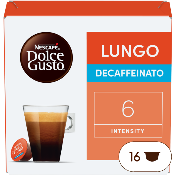 Embalagem de 16 Cápsulas LUNGO DESCAFEINADO NESCAFÉ® Dolce Gusto® 