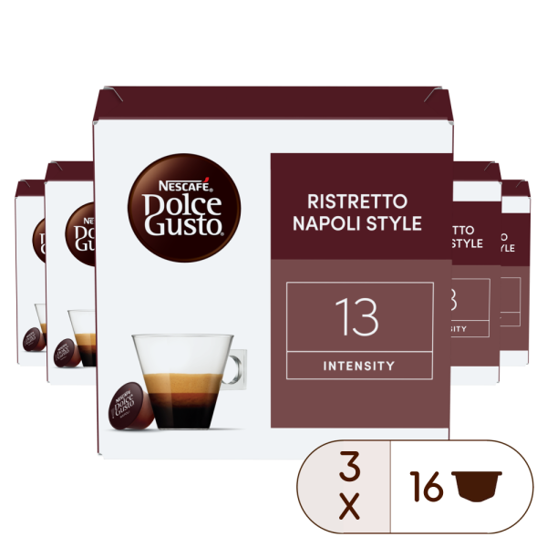 Embalagem de 48 Cápsulas RISTRETTO NAPOLI 3X16 CÁPSULAS NESCAFÉ® Dolce Gusto® 