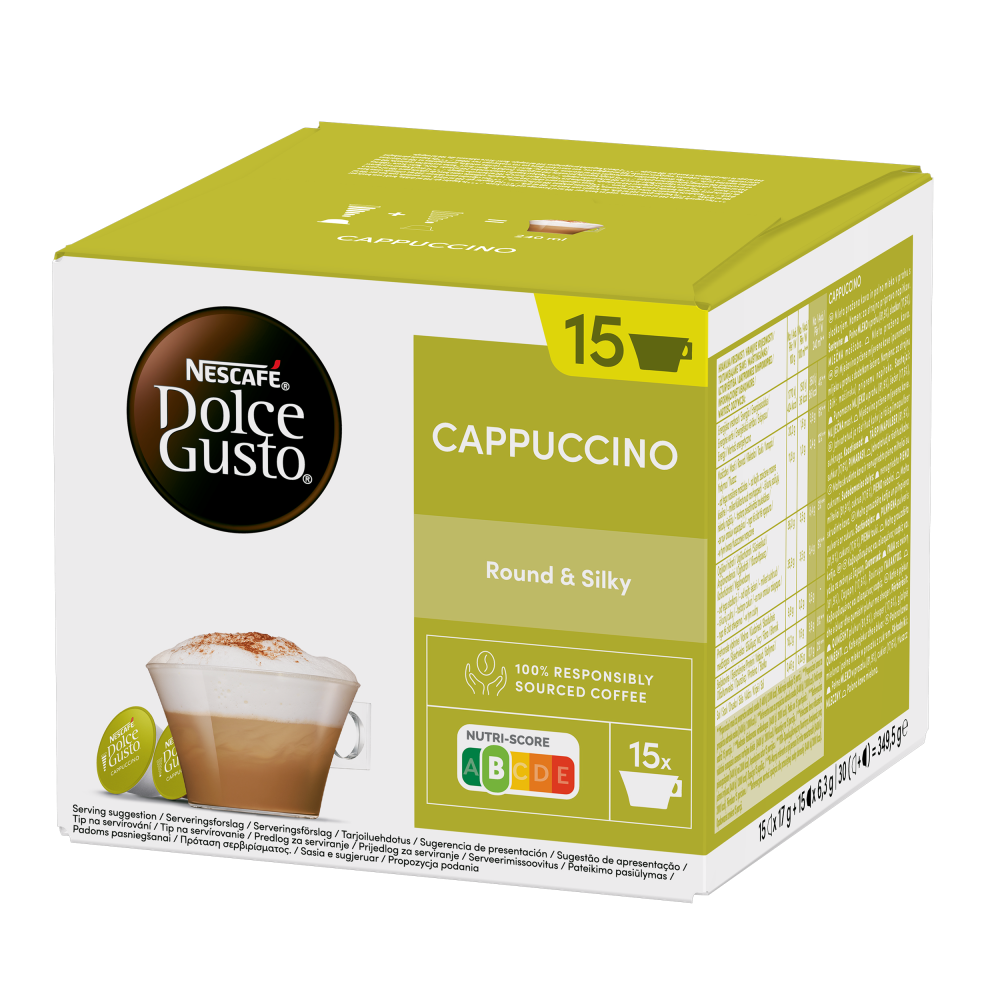 Vista Lateral Embalagem de  30 Cápsulas Cappuccino 30 Cápsulas NESCAFÉ® Dolce Gusto® 