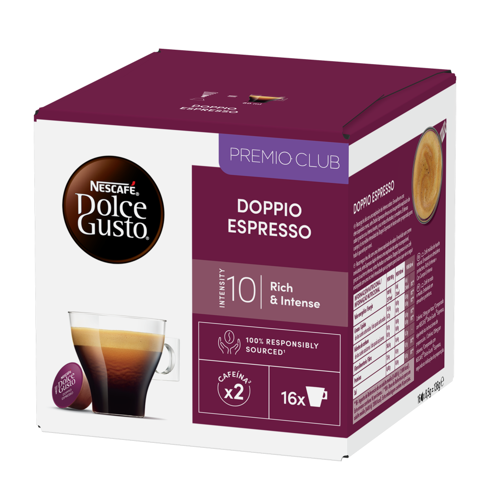 Vista Lateral Embalagem de  16 Cápsulas Double Espresso - Doppio Espresso 16 Cápsulas NESCAFÉ® Dolce Gusto® 