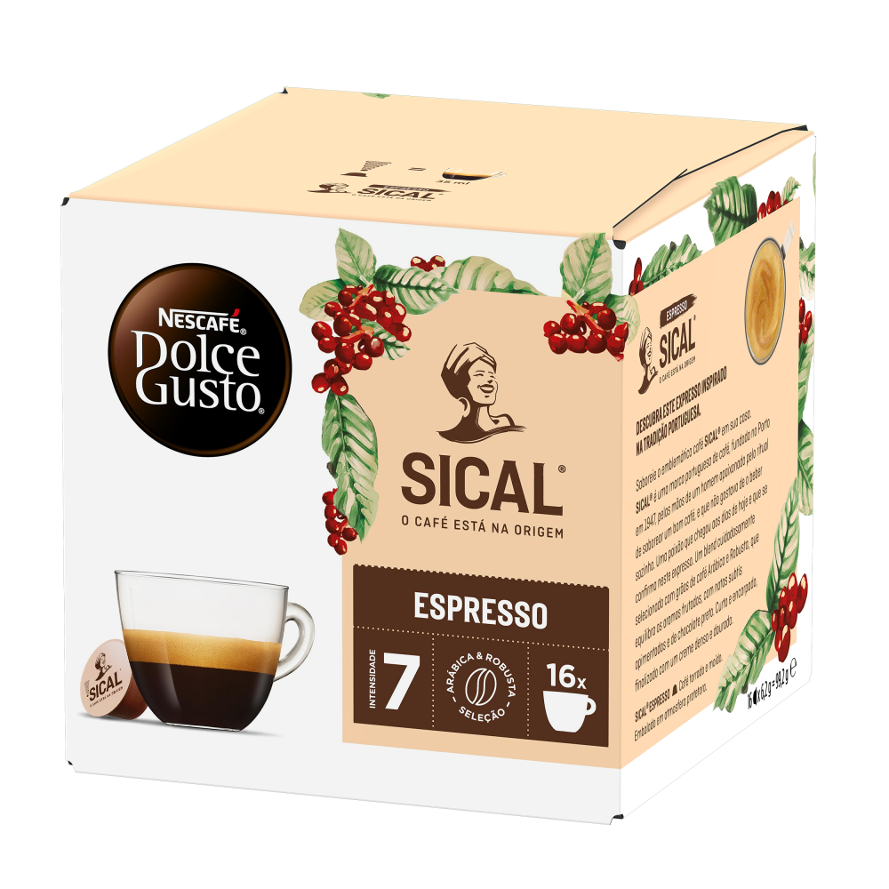 Vista Lateral Embalagem de  48 Cápsulas SICAL 3X16 CÁPSULAS NESCAFÉ® Dolce Gusto® 