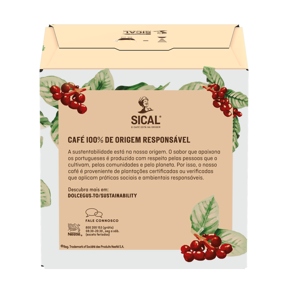 Verso de embalagem SICAL 3X16 CÁPSULAS NESCAFÉ® Dolce Gusto®