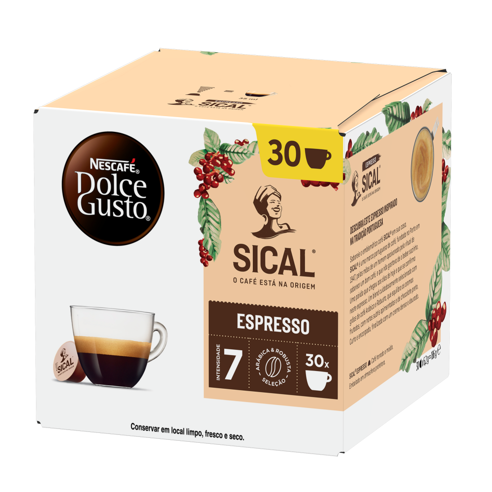 Vista Lateral Embalagem de  30 Cápsulas Espresso Sical 30 Cápsulas NESCAFÉ® Dolce Gusto® 