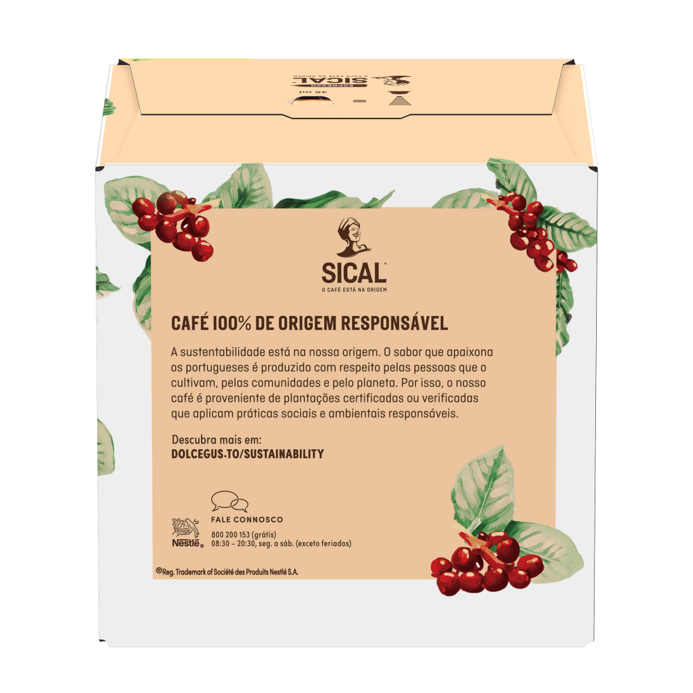 Verso de embalagem Espresso Sical 30 Cápsulas NESCAFÉ® Dolce Gusto®