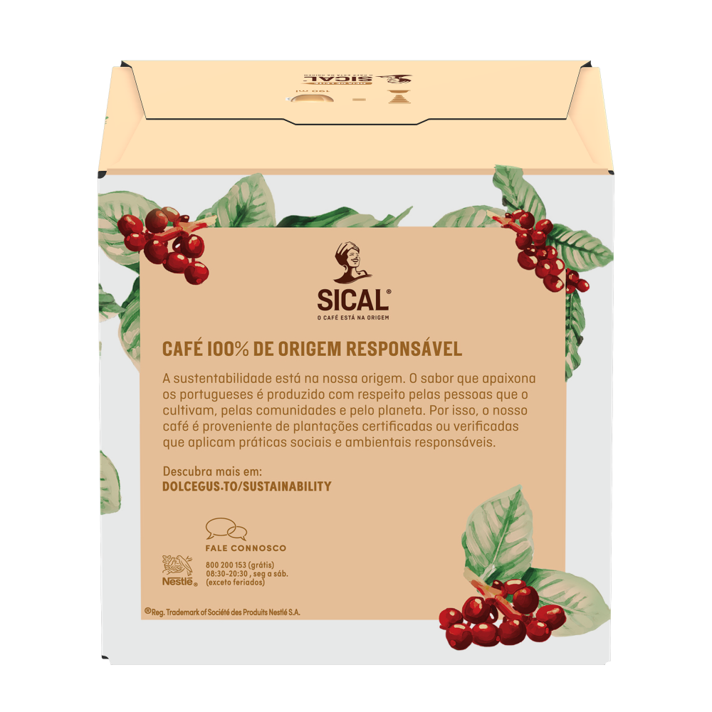 Verso de embalagem Sical Meia de Leite NESCAFÉ® Dolce Gusto®