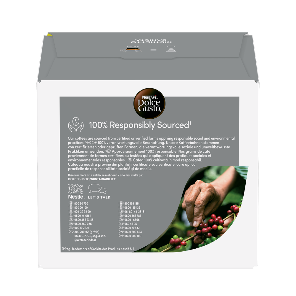 Verso de embalagem Espresso Barista 30 Cápsulas NESCAFÉ® Dolce Gusto®