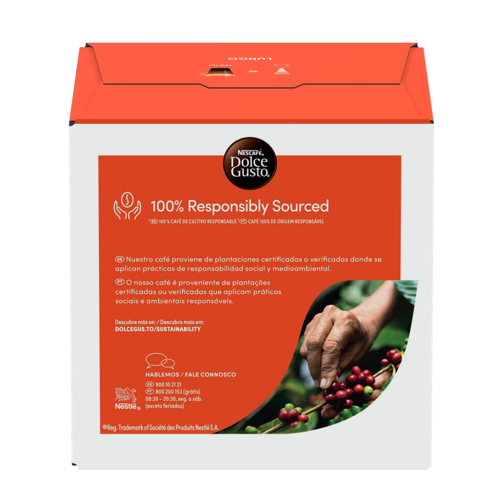 Verso de embalagem LUNGO NESCAFÉ® Dolce Gusto®