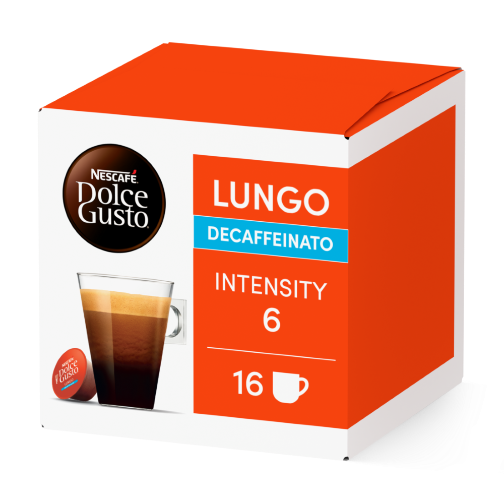 Embalagem de 16 Cápsulas LUNGO DESCAFEINADO NESCAFÉ® Dolce Gusto® 