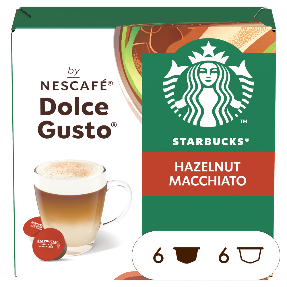 Front view of the Starbucks® Hazelnut Macchiato box