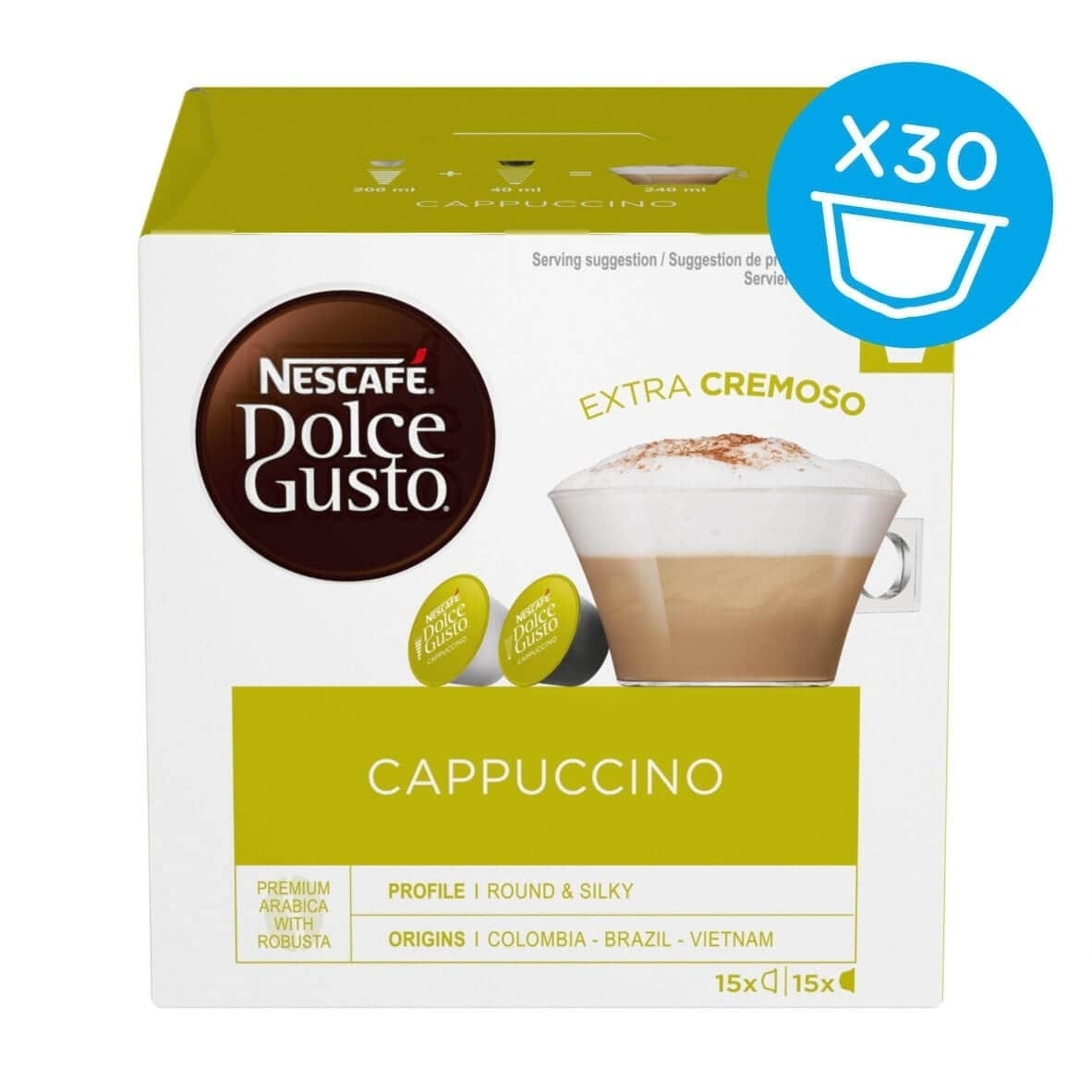 Cappuccino 30 Capsulas NESCAF&Eacute;&reg; Dolce Gusto&reg; - Formato de venda