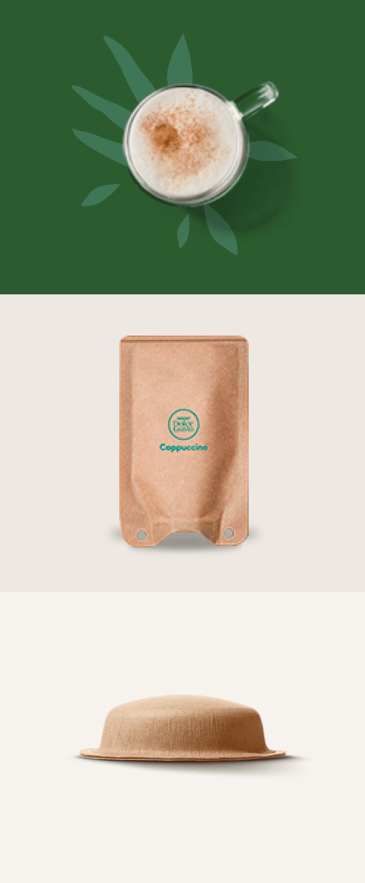 de café ao lado de uma cápsula de papel