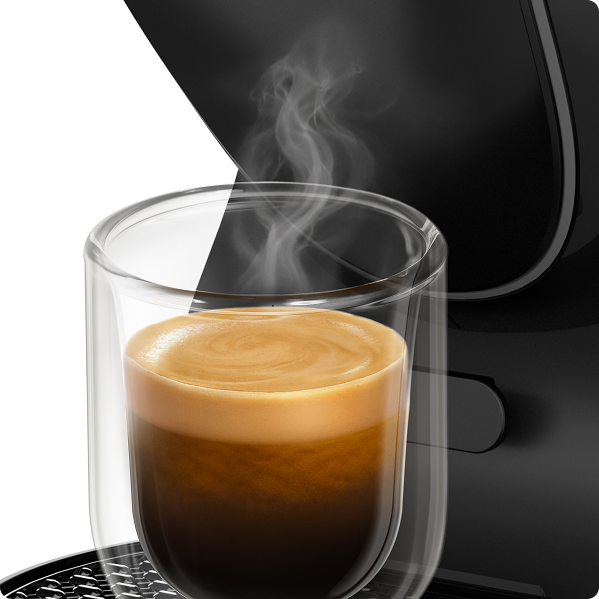 Espresso NEO com vapor vis&iacute;vel.