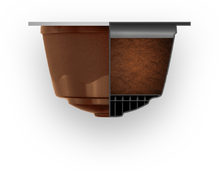 Interior da cápsula com café de alta qualidade